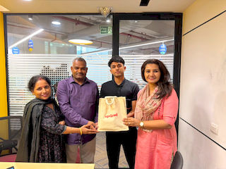 upGrad Noida office - student and parents with the counselling team after their study abroad session